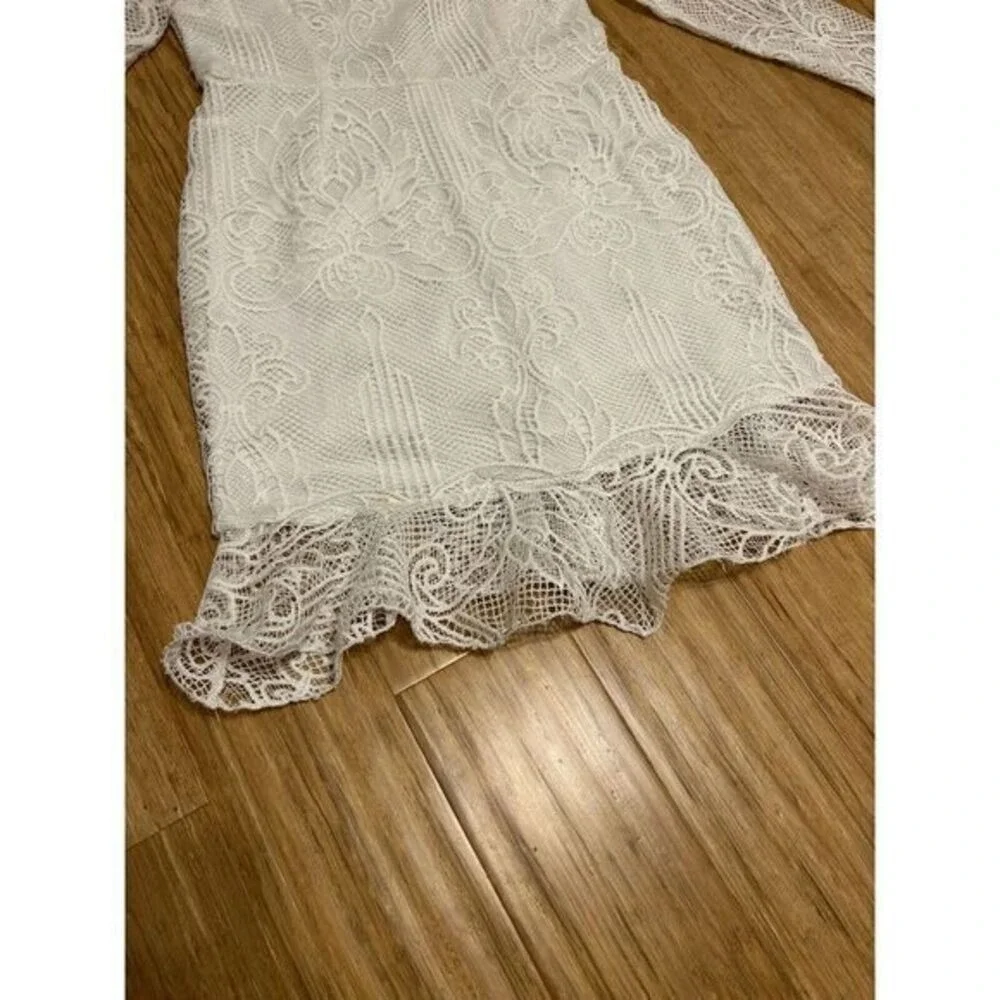 Pretty little thing sz 10 bodycon white crochet lace girlhoodcore romantic Fairy